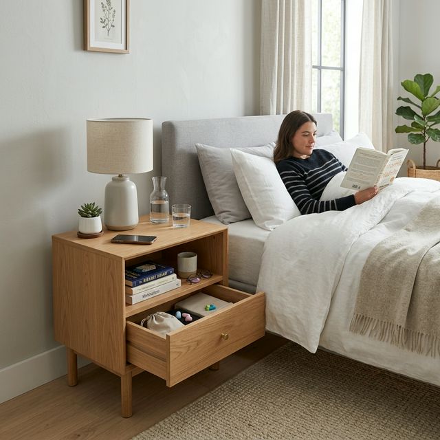 طاولة سرير بدرج